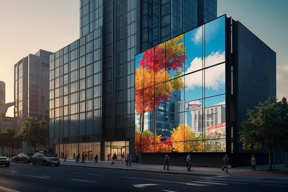 Building Wraps freepicdownloader.com office building with large digital billboard large
