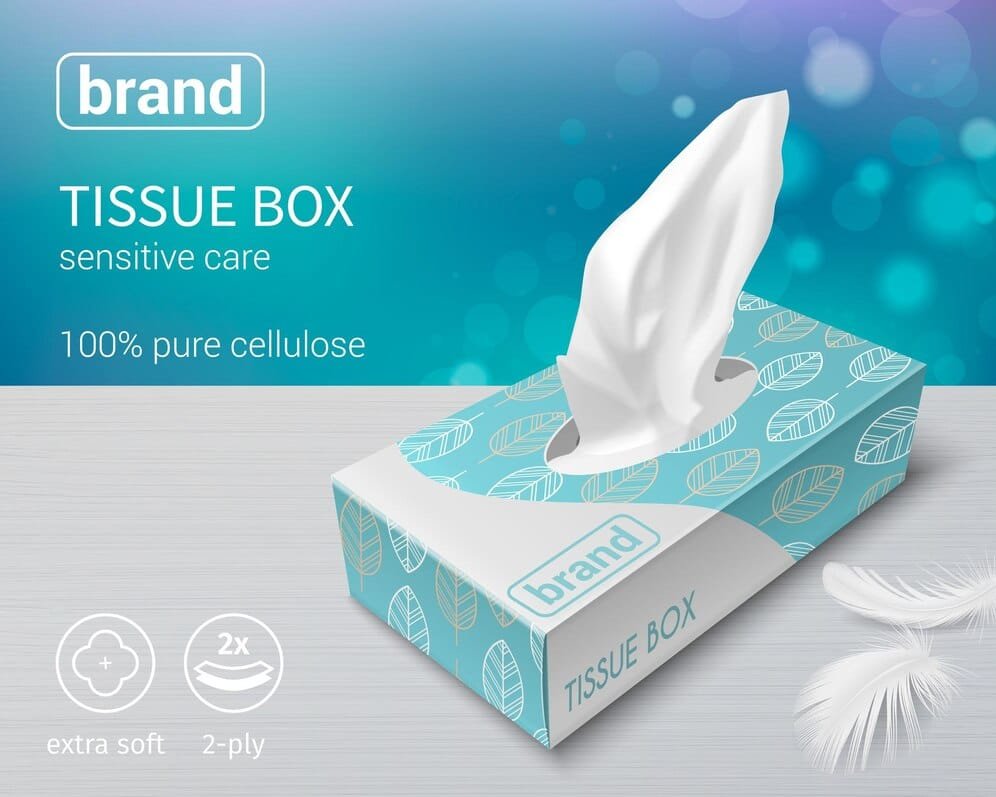 Tissue Box paper tissue package realistic mockup with branding template vector illustration 1284 80141
