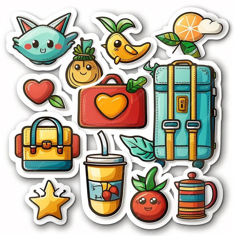 Diecut Sticker travel summer die cut sticker card cartoon doodle set 776894 64348